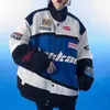 Womens Jackets Vintage Oversized Print Handsome Motorcycle Racing Suit Women Street Hiphop Couple Windbreaker Y2K Bomber Mens 221122