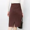 Faldas Otoño Invierno Punto Lápiz Mujer Cintura alta Elástico s Sexy Punto Split Midi para 221122