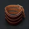 Bangle Punk Motorcycle Mtilayer Wrap Belt Leather Bangle Cuff Wide Button Adjustable Bracelet Wristand For Men Women Fashion Jewelry Dhocm