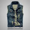 Men's Vests Denim Vest Ripped Jean Jacket Hip Hop Jeans Coats Waistcoat Men Cowboy Brand Sleeveless Male Tank Plus Size 6XL 221122