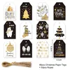 Noel dekorasyonları 48 50pcs Merry Kraft Paper Etiketler DIY El Yapımı Hediye Sarma Etiketleri Noel Baba Hang Tag Süsler Yıl Dekor 221121