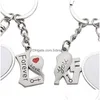 Party Favor Sublimation Par KeyChain Favor Metal Letter Gravering Charm Hearthaped Key Ring Romantic Valentines Day Gift 5517 Q2 DH3SA