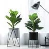 Flores decorativas NHBR 2 piezas Artificial Fiddle Leaf Fig Tree Faux Plants Ficus Bush Greenery para la boda Patio Decoración al aire libre 19.6