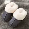 Luxo Faux Suede Home Mulheres Slippers de Peles Inverno Quarto Anti Anti Slip Couples Sapatos Sapatos Indoor Liners peludos J220716
