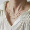 Ketens roestvrijstalen ketting ketting mode 18k goud plating metalen textuur dubbele gelaagde trendy sieraden voor vrouwencadeau