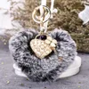 S3348 Plush Heart Key Rings For Women Faux Fur Love Bag Pendant Keychain Cat's Eye Pendant Keyring