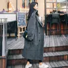 Cappotto scozzese da donna elegante in misto lana da donna Corea retrò grigio scuro doppio petto manica lunga chic capispalla allentato giacca da donna soprabito 221122