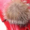 Boots Winter Girls Real Fur Ball PU Leather Kids Snow Warm Plush Sneakers Children Shoes 221122