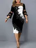 Vestidos de tamanho grande vestidos de renda Plus Tamanho Mulher Casual Flor Print Mesh Midi Lace Sleeve Party Christmas Dress for Year Clothing 221121