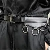 Courroies Ceinture à trois anneaux noire Ceinture en cuir décontractée pour hommes Version coréenne du boucleur à épingle pour jeunes à la mode