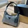 Designer Hobo Women Nylon Bags Underarm Handbags With Shiny Diamond Luxurys Designers Single Shoulder Handbag Party Tote With Box 227Z