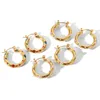 Kolczyki obręcze Minar Exquipite 18 -krotna złota stal nierdzewna dla kobiet błyszcząca sześcienna cyrkonia perłowa oświadczenie kolczyków minimalistyczna biżuteria