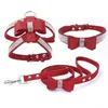 Dog Collars Leashes 3 Peices Suit Dog Harness Collar Leash Adjustable Soft Suede Fabric Shining Diamonds Pet Vests For Dogs Comfor Dhae7