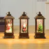 Ljusstakar Portable Holder Wind LED Lamp Mini Santa Claus Snowman Tree Chile Decorations Desktop Ornament Bougeoir