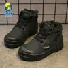 Boots Children Boy kid Sneaker High leather for boy Rubber Anti slip Snow Boot Fashion Lace-up Winter Shoes toddler bota 221122