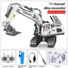 Electric RC Car Brand Remote Control Excavator 1 20 11 Channel Diecast RC Digger Tractor With Led Sound Usb Rechargeable For Children Gift 221122