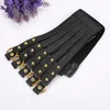 Belts Fashion Self Tie Wide Belt Elastic Slim Corset Body Shaper Black Faux Leather Retro Punk Rivet Waist Cummerbund