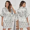 Dames slaapkleding satijn gewaad vrouwen print bloem nachthemd lingerie sexy nachtkleding zomer losse kimono badjas jurk lounge slijtage v-neck