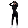 Women's Jumpsuits Rompers Solid Black/Gray Long Sleeve Skiing Jumpsuit Women Elastic Hight Outfit Fashion Fitness Sportwear Slim Streetwear 221122