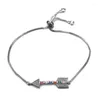 Braccialetti a maglie JUWANG Rame creativo Regolare 5-24 cm Catena Fai da te Zircone colorato Freccia geometrica Bracciale con ciondoli Braccialetti per donne Ragazze