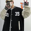 Giacche da uomo in finta pelle da uomo Patchwork Cappotto bomber da baseball monopetto BF Primavera Moda Giacca a maniche corte Allentato M3XL Pilot Streetwear 221122