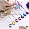 Spoons Cartoon Musical Symbol Round Soup Spoons Stainless Steel Pure Color Milk Stirring Spoon Creative Party Home Tableware 5Xc E1 Dh4Sn