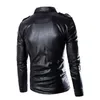 Men's Leather Faux Fashion PU Jacket Men Buckle Zip Lapel Collar British Black White Punk Rock Outwear Coats 221122