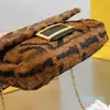 Velvet Baguette Bag Flap Handbag Purse Chain Crossbody Bags Fashion 21 Printed Plush Women Handbags Wallet Mini Fur Totes Magnetic Hasp