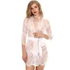 New Women's Sleepwear Sexy Set European beauty lace long-sleeved pajamas seduce Underwear and underpants belt Three piece set