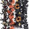 Flores decorativas 175 cm Artificial Black Rattan Vine Halloween parede pendurada no casamento pó sala de estar plantas de decoração interna