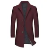 Herrgravrockar Autumn Winter Men's Casual Boutique Long Wool Coat Male Solid Color Lapel Single Breasted Trench Blends Jacket Windbreaker 221121