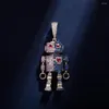 Hanger kettingen 2022 dames robot ketting ijs micro pave kubieke zirkonia dubbelzijdige omkeerbare oorbellen hiphop punk sieraden