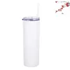 Tumblers Double Wall 20Oz Cup Water Coffee Sublimation Blank Tumbler Er St Straight Stainless Seal Up Thermos Mugs Slim White G2 Dro Dhys9