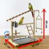Other Pet Supplies Wooden Bird Perch Stand With Feeder Cups Parrot Platform Playground Exercise Gym Playstand Ladder Interactive Toys F3002 221122