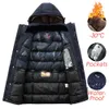 Herren-Daunenparka, Winter, lang, lässig, dicke Fleece-Kapuze, wasserdichte Jacke, Mantel, modische Taschen, Parka 4658 221122