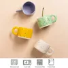 Tazas 300 ml Anillo creativo Mango Taza de cerámica Color caramelo Leche Taza de café Oficina Hogar Drinkware Microondas Horno Pareja Handgrip Cups 221122