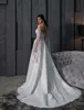 Lussuosi abiti da sposa a-line Design a maniche lunghe unico Paillettes Fiore Richiedente Stain Zipper Backless Court Gown Custom Made Plus Size Vestidos De Novia