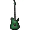 Electric guitar body and headstock shape own logo flame veneer back and head top green color center