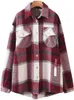 Kvinnorjackor Spring Plaid Bluses Coat Women Casual Vintage Shirt Jacka Female Woolen Blends Printed Overcoat Streetwear Overdimensionerade 221122