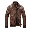 Skórzana męska sztuczna motocykl czarna kurtka kawowa Spring Autumn Mens Stojak na zamek błyskawiczny Slim Jackets 221122