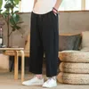 Herrbyxor sl￤pper sommar bomull l￶s harem koreansk avslappnad bred ben ankel l￤ngd joggar streetwear