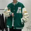 Mensjackor Spring Retro Letter Brodered Coat Y2k Street Hip Hop Trend Baseball Uniform Par Casual Loose Jacket 221122