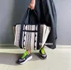 designer bag Canvas 2022 Fashion Woman Tote Black Weave White Contrast Bag Color Wave Large Shoulder with Handle Shopping Bags