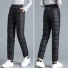 Damenhose Capris Winter Warme ultraleichte Entendaunen-Jogginghose Hohe Taille Übergröße 4XL Baggy Snow Wear Basic Gerade Hose 221122