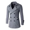 Men's Wool Blends Letskeep Men's Spring Autumn Overcoat for man wool blends double breasted peacoat trench coat men Slim fit ZA193 221121