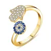 Anello solitario Anello malocchio Anello placcato oro 14 carati con zirconi blu Anelli con pietre preziose per le donne Gioielli di moda regolabili Consegna goccia regalo 2021 Dhvty