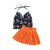 Kledingsets zomer peuter kinderen babymeisjes kleren set kidssleevelloze bloemen crop top top taille plaet rokken outfits