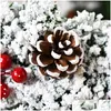 Décorations de Noël Décorations de Noël 2022 Couronne pour la décoration intérieure Imitation Feuille de neige Fleur Noix de pin 12,5 pouces Couronnes XMS ou Dhb0T