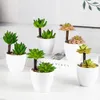 Fleurs décoratives 1PC mignon bonsaï en pot plantes vertes en plastique artificiel avec simulation de pot succulentes décoration de table décor de bureau à domicile