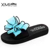 Xmistuo Brand Women Women Cool Floral Slippers Elastic Word с красочной дугой плоской открытой удобной антислипной повседневные пляжные сандалии J220716